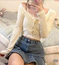 Coquette Outfits, Cropped Camisole, Cami Set, Floral Outfit, Loose Outfit, Cardigan Fashion, Kawaii Fashion, Aesthetic Outfits, Look Cool