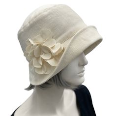 "HANDMADE IN THE USA A perfect Spring and Summer Hat! So unique and special. Handmade in the USA with love, care and attention to detail. The Eleanor Cloche, straight from the roaring 1920's and 30's. Reminiscent of the hats worn on Downton Abbey by the wonderful Flapper ladies. Take this lovely creation through spring into summer and protect yourself from the sun. This elegant hat has so many uses. Effortlessly takes you to garden parties, the races, weddings, or just a walk along the beach! Pr Flower Brooch Handmade, Summer Hydrangea, 1920s Hat, Bespoke Hats, Roaring 1920s, Afternoon Wedding, Horse Races, Cloche Hats, Hats Summer