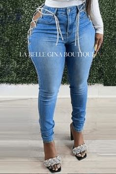 Eyelet lace up cut-out high waist jeans. Unisex Outfits, Lace Up Jeans, Jean Romper, Lingerie For Men, Long Jeans, Long Jumpsuits, Jean Top, Waist Jeans, Eyelet Lace