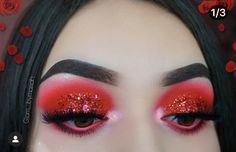 Cute Valentines Makeup Ideas, Valentine Eye Makeup, Valentines Eyeshadow, Droopy Eye Makeup, Holiday Eyeshadow, Festive Makeup, Day Makeup Looks, Everyday Makeup Tutorials, Smokey Eye Makeup Tutorial