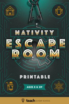 an escape room poster with the words, nativity escape room printable