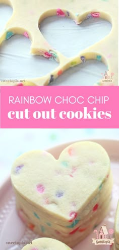 rainbow choo chip cut out cookies on a plate