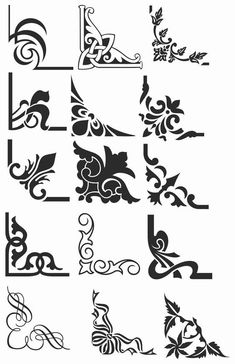 an image of decorative designs in the form of letters and numbers on a white background