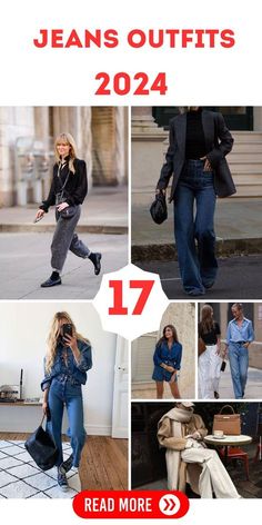 Trendy Jeans 2024 Women, Jeans Outfit Women 2024, 2024 Jeans Trend, Blue Jeans Outfit Winter, Trendy Ripped Jeans, Oxford Jeans, Cargo Jeans Outfit, Outfits Guide