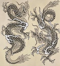 Dragon Art Sketch, Japanese Dragon Art, Traditional Tattoo Dragon, Traditional Japanese Dragon, Dragon Tattoo Stencil, Dragon Tattoo Drawing, Japanese Dragon Drawing, Asian Dragon Tattoo, Rockabilly Art