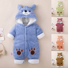 Product Description Newborn Loose Animal Print Hooded Jumpsuit Infant Party Cute Bear Ear Product Details   Description: Gender: Kids,Baby,Boys,Toddler, Girls Style: Baby Fleece Romper, Fall Winter Hooded Jumpsuit, Long Sleeve One-Piece Footies Jumpsuit Pattern Type: Animal Printed Color: Blue, Orange, Cyan, Coffee, Wine Red Size: 66cm, 73cm, 80cm, 90cm (Follow the size chart to select please) Material: 100% Polyester Neckline: Hooded Neck Waistline: Comfort Waist Length: Long Season: Spring, Su Cute Winter Onesie With Cartoon Print, Cute Cartoon Print Onesie For Winter, Cute Hooded Onesie For Playtime, Cute Blue Long Sleeve Jumpsuits And Rompers, Playful Hooded Onesie For Playtime, Cute Blue Winter Onesie, Blue Long Sleeve Onesie With Cartoon Print, Cute Winter Bodysuit For Playtime, Cute White Bodysuit For Winter