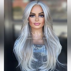 Lace - Middle Part- 25” Length- 130% Density-Average Cap Size Wigs Styles, Mexican Style Dresses, Lace Wigs Styles, Beaded Hair Extensions, Icy Blonde Hair, Beaded Hair, Icy Blonde, New Hair Colors, Mexican Style