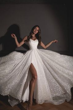 Shiny Wedding Dress, Sparkly Wedding, Pretty Wedding Dresses, Stunning Prom Dresses, Sparkle Wedding, Dream Wedding Ideas Dresses, Cute Prom Dresses, Light Ivory, Pretty Prom Dresses