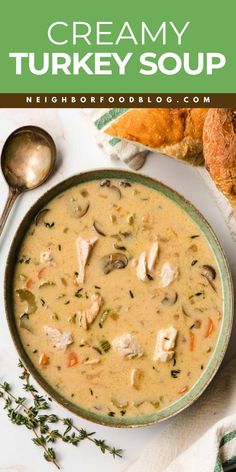 Warm up with The Best Leftover Turkey Soup! This creamy turkey soup recipe is smooth, comforting, and full of flavor making it the BEST comfort food recipe. A delicious winter dish to enjoy this season! Creamy Turkey Soup, Leftover Turkey Soup, Turkey Soup Recipe, Winter Dishes, Turkey Soup, Best Comfort Food, Leftover Turkey, Easy Delicious Recipes, Food Recipe