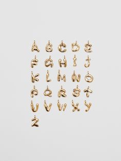 Alphabet Earrings, Circus Jewelry, Wolf Circus, Alphabet Charms, Alphabet Jewelry, Solid Gold Charms, Gold Initial Necklace, Alphabet Charm, Alphabet Necklace