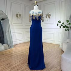 Arabic Blue Mermaid Elegant Appliques Luxury Dubai Evening Dresses Gowns 2024 For Women Wedding Party Blue Floor-length Mermaid Dress For Wedding, Blue Embellished Mermaid Dress For Evening, Blue Mermaid Dress With Mermaid Hem For Evening, Blue Mermaid Dress For Evening, Blue Floor-length Mermaid Wedding Dress, Blue Mermaid Hem Dress For Evening, Blue Fishtail Prom Evening Dress, Blue Fishtail Gown With Sweep Train, Blue Mermaid Fishtail Dress For Gala