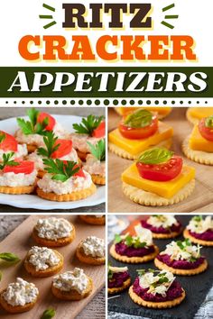 different types of appetizers with text overlay that says ritz cracker appetizers