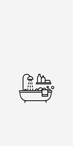 a black and white drawing of a bathtub with water running from the faucet