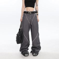 Size: M L XLStyle: OtherWaist type: Mid-riseColor classification: black grayYear Season: Spring 2023Thickness: RegularStyle: Straight typeSuitable for: CouplesTrouser length: Long pants size Trouser length waistline Hip circumference Thigh circumference M 110 72 102 62 L 111 74 106 63 XL 112 76 110 64