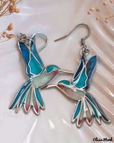 Color: silver, Size: One Size Hummingbird Jewelry, Fairy Earrings, Hummingbird Earrings, Hummingbird Pendant, Botanical Earrings, Bird Pendant, Bird Earrings, Moda Vintage, Bird Design