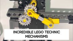 a close up of a machine with the words incredible lego technic mechanisms