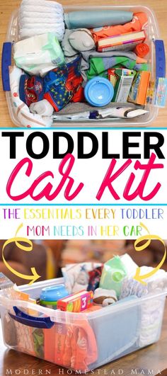 the toddler car kit is filled with toys and other things to keep them organized