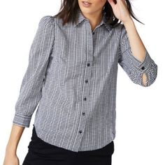 Court & Rowe Rich Black White Gingham Button Front Collared Shirt Multiple Sizes Available: Xxs, S - Collared Neckline - 3/4 Sleeves With Button Cuffs - Button Front Closure - Style 3820017 - Msrp $79 Nwt New With Tags Tags: Top, Tunic, Button-Down, Casual, Everyday, Preppy, Work, Office, Picnic, Spring Summer Plaid Button-up Shirt For Business Casual, Plaid Button Closure Workwear Top, Plaid Tops With Button Cuffs For Work, Plaid Top With Button Closure For Business Casual, Houndstooth Pattern Collared Shirt For Work, Collared Houndstooth Shirt For Work, Classic Plaid Shirt For Workwear, Gingham Long Sleeve Workwear Shirt, Gingham Long Sleeve Work Shirt