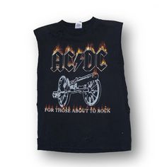 Back in black with this vintage AC/DC t-shirt, distressed and cut-off sleeves make this the perfect tee to raise hell in! 100% Cotton. Size Medium Edgy Sleeveless Graphic T-shirt, Edgy Sleeveless Graphic Print T-shirt, Black Grunge Muscle Tee For Streetwear, Grunge Crew Neck Tank Top With Letter Print, Summer Distressed Band Merch T-shirt, Black Ripped T-shirt For Streetwear, Black Grunge Style Crew Neck Muscle Tee, Black Grunge Crew Neck Muscle Tee, Black Sleeveless Graphic Tee