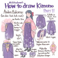 How to draw Kimono: Part 11 - Hakama part 2; Creator : ChihiroHowe on twt/X. Check other parts in my profile! How To Draw Kimonos, Hakama Drawing Reference, Different Kimono Styles, Kimono Drawing Ideas, Hakama Reference, Kimono Pose Reference, Haori Drawing Reference, Kimono Art Design, How To Draw A Kimono