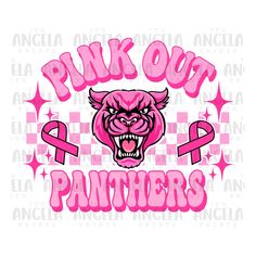 pink out cougars t - shirt design with an angry panther's head