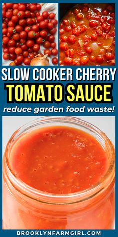 overhead of tomatoes and onions simmering in a crockpot What To Make With Fresh Cherry Tomatoes, Freezing Cherry Tomatoes Easy, Cherry Tomato Pasta Sauce Canning, What To Do With An Abundance Of Cherry Tomatoes, Abundance Of Cherry Tomatoes, What To Do With Cherry Tomatoes Canning, Slow Cooker Cherry Tomato Sauce, Tomato Ideas For Canning, Cherry Tomato Recipes For Canning