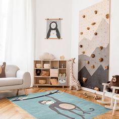 a child's room with toys and decor