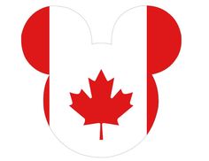 the canadian flag and mickey mouse's ears are shown in red, white, and blue