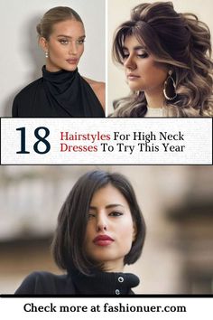 Best Hairstyle With High Neck Dress, Blazer Dress Hairstyles, High Neck Line Dress Hairstyles, Hair Styles For High Neck Dress Neckline, Bridesmaid Hair With High Neck Dress, High Collar Dress Hairstyles, Hair For Mock Neck Dress, Hairstyles For Boat Neck Dress Neckline, Hairdo For High Neckline Dress