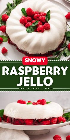 This Snowy Raspberry Jello recipe is a beautiful and easy dessert made in a jello mold with two layers of jello. The white layer is made with unflavored gelatin, half-n-half, and sour cream for the wintery snow appearance and creamy texture while the bottom red layer is made with raspberry jello and frozen raspberries. It’s a perfect addition to a holiday spread! Raspberry Jello Recipes, Raspberry Jello, Jello Recipe, Frozen Raspberries, Jello Mold, Unflavored Gelatin, Jello Molds, Jello Recipes