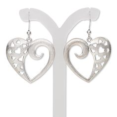 Lightweight imitation rhodium-plated steel and brass earrings have lightly brushed surfaces and feature open heart and heart cutout designs. These tasteful, well-executed earring designs are swift sellers that will complement a range of ensembles. Earnuts included. Earring Designs, Cutout Design, Open Heart, Brass Earrings, Everyday Jewelry, Fish Hook, Ear Wire, Designer Earrings, Earring Gifts