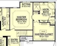 the first floor plan for a house with two master suites