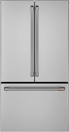 a stainless steel refrigerator freezer with two doors