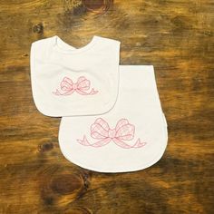 Bib and Burp Cloth set with embroidered Noah's Ark White Cotton Sets With Machine Embroidery, Burp Cloth Set, Noah's Ark, Noahs Ark, Pink Gingham, Burp Cloth, Burp Cloths, Bibs, Gingham