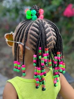 Girls Cornrow Hairstyles, Cornrows Beads, Braids And Beads, Toddler Braids