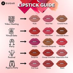 Lipstick Types, Sugar Lipstick, Sugar Cosmetics, Lip Shade, Bold Lip, Lip Makeup Tutorial