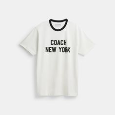 Add a heritage touch to your wardrobe with this classic-fit cotton T-shirt. Detailed with our Coach New York graphic it’s finished with a contrast crew neckline. | Coach New York T-Shirt Size 2XL - White New York Graphic, New York T Shirt, Coach New York, Large White, Crew Neckline, Cotton T Shirt, Cotton Tshirt, Mens Shirts, Top Outfits