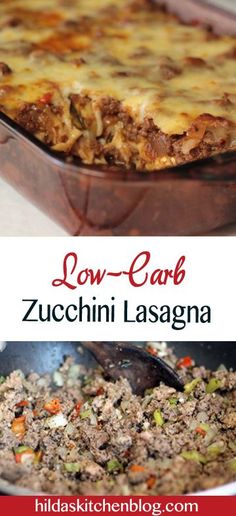 low carb zucchini lasagna in a casserole dish