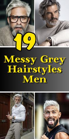 Unveil the power of grey with our gallery of messy hairstyles for men. Perfect for every age, these styles blend sophistication with a carefree vibe. Tap into the latest trends and let your silver strands shine with personality. Whether it's for a casual outing or a formal event, find your ideal grey hair inspiration here Men’s Short Messy Hair, Silver Hair Dye Ideas, Messy Hairstyles For Men, Modern Quiff, Silver Hair Dye, Messy Hair Look