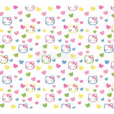 hello kitty wallpaper with many different colors and sizes on white background, including pink, green