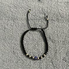 Black Thread Blue Turkish Eye Bracelet Adjustable To Size Silver Plated Casual Black Friendship Bracelet With Black Beads, Casual Black Beaded Friendship Bracelets, Turkish Eye, Black Thread, Eye Bracelet, Womens Jewelry Bracelets, Black Blue, Blue Black, Silver Plated