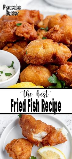 A pile of battered fish on top of two pieces on a plate with lemon slice. Easy Fish Batter, Fried Fish Batter Recipe, Fish Fry Batter, Quick Shrimp Recipes