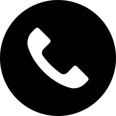 a black and white circle with an image of a phone on it's side