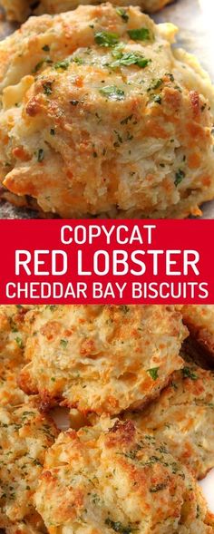 red lobster cheddar bay biscuits with text overlay