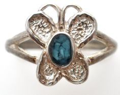 Sterling Silver Turquoise Butterfly Ring Size 5.5 Vintage Stylized Butterfly, Hot Earrings, Vintage Turquoise Jewelry, Turquoise Butterfly, Antique Rings Vintage, Figural Jewelry, Inlay Jewelry, Fashion Jewellery Online, Blue Mosaic