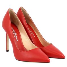 Elegant high heel pumps for women

 Red brushed leather



 Heel height: 10cm





 Leather sole



 Handcrafted



 Made in Italy



 Composition:

 Upper: 100% Leather
 Bottom: 100% Leather
 Lining: 100% Leather
 Insole: 100% Leather Elegant High Heels, Pumps Shoes, Heels Pumps, Heel Pumps, Handmade Shoes, High Heel Pumps, Pump Shoes, Elegant Woman, Shoe Brands