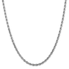 Men's 14K white gold diamond cut rope chain 30 inches in length White Gold Round Rope Chain Necklace, White Gold Rope Chain Necklace, Formal White Gold Rope Chain Necklace, White Gold Rope Chain Link Necklace, White Gold Link Necklace With Rope Chain, White Gold Rope Chain Jewelry For Anniversary, Helzberg Diamonds, White Gold Necklace, Rope Chain Necklace