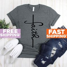 Religious Shirts - Faith Cross Shirt - Christian Shirt - Fearless Shirt - Christian T Shirts - Faith Shirts Shirts 》》》》FAVORITE OUR SHOP TO GET AMAZING DEALS EVERY WEEK!《《《《 Click Below https://www.etsy.com/shop/GreyisthenewblackCo + Poly/Cotton Blend + Exclusive T-shirt branded unisex tee designed and printed in the USA. + Professionally printed super soft funny and awesome tees. + Our lightweight fitted tees are made from ultra soft ringspun cotton to get that comfortable fit and feel. + Satis Fearless Shirt, Faith Shirts, Cross Shirt, Cross Shirts, Faith Cross, Christian T Shirts, Religious Shirt, Grandma Shirts, Faith Shirt