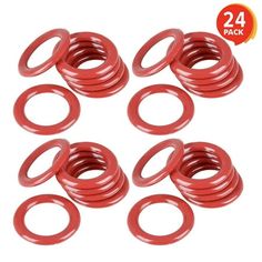 red rubber springs and washers are shown on a white background with the words 24 pack