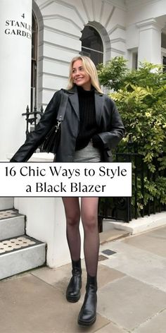 Leather Blazer Outfits, Black Leather Blazer Outfit, Black Blazer Outfit Ideas, Blazer Outfits For Women Classy, Black Blazer Outfits, Leather Blazer Outfit, Plaid Blazer Outfit, 10 Winter Outfits